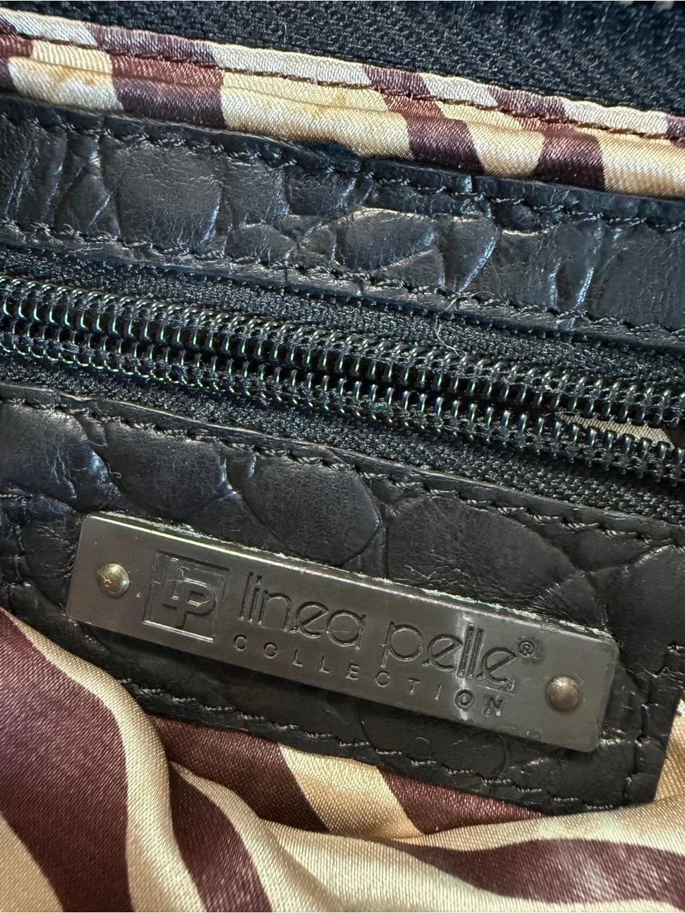 Linea Pelle  Patch Work Textured Leather Wristlet Clutch Excellent Condition
